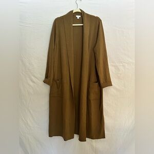 J Jill Brown Wool Blend Longline Open Cardigan size L
